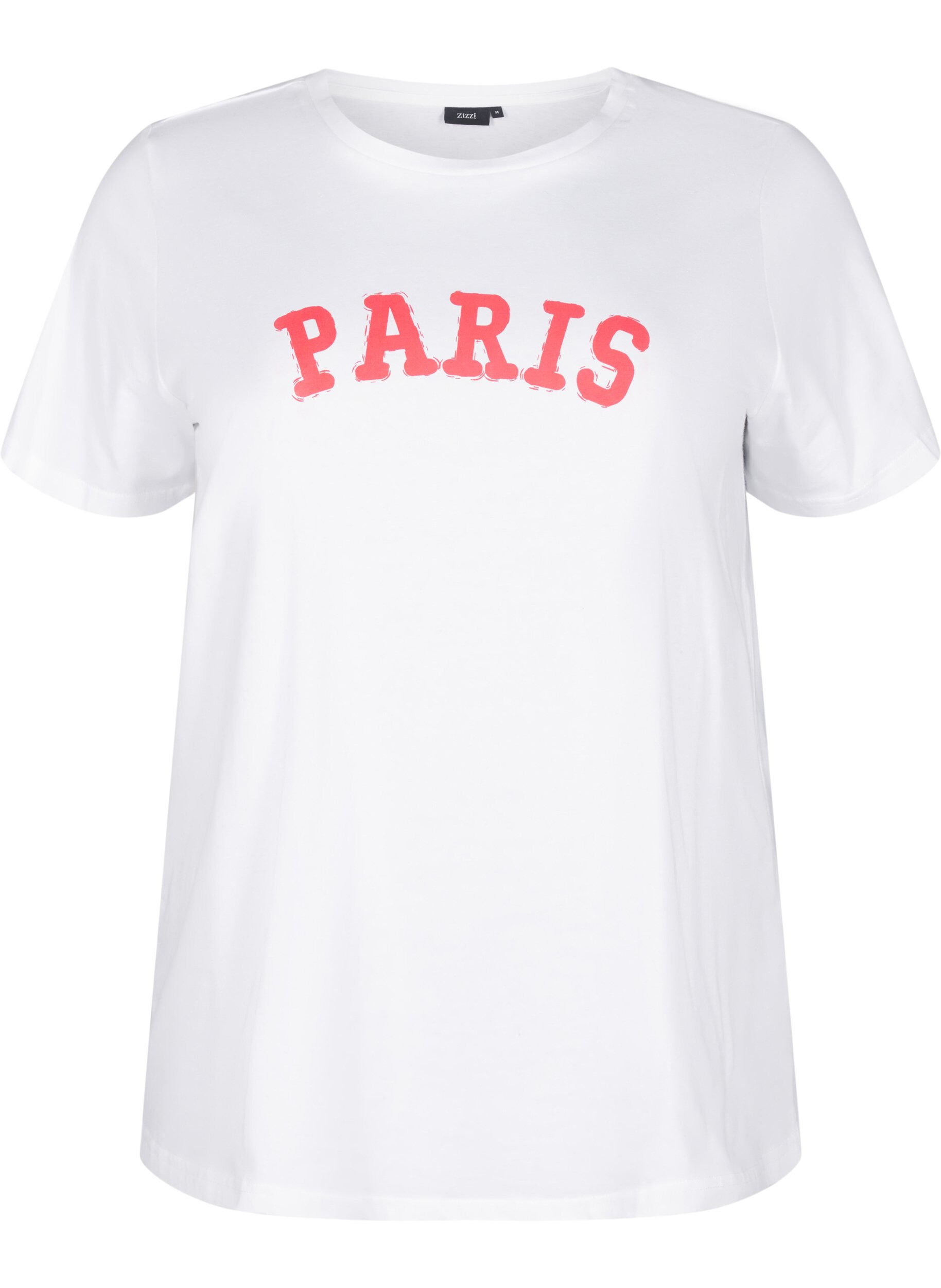 Zizzi T-shirt en coton biologique avec imprim&eacute;, Bright White Printet, Packshot image number 0