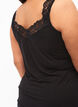 Top en viscose avec bord en dentelle, Noir, Model image number 3