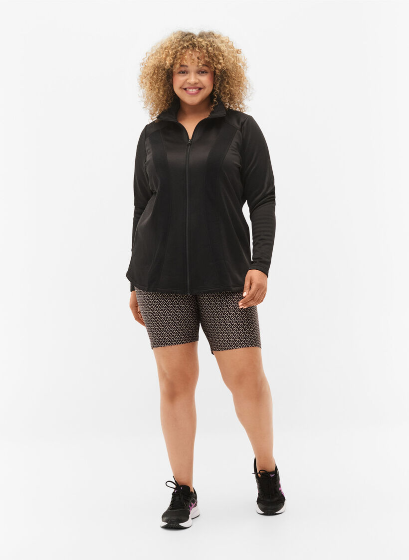 Cardigan de sport avec fermeture éclair et col montant, Black, Model image number 2