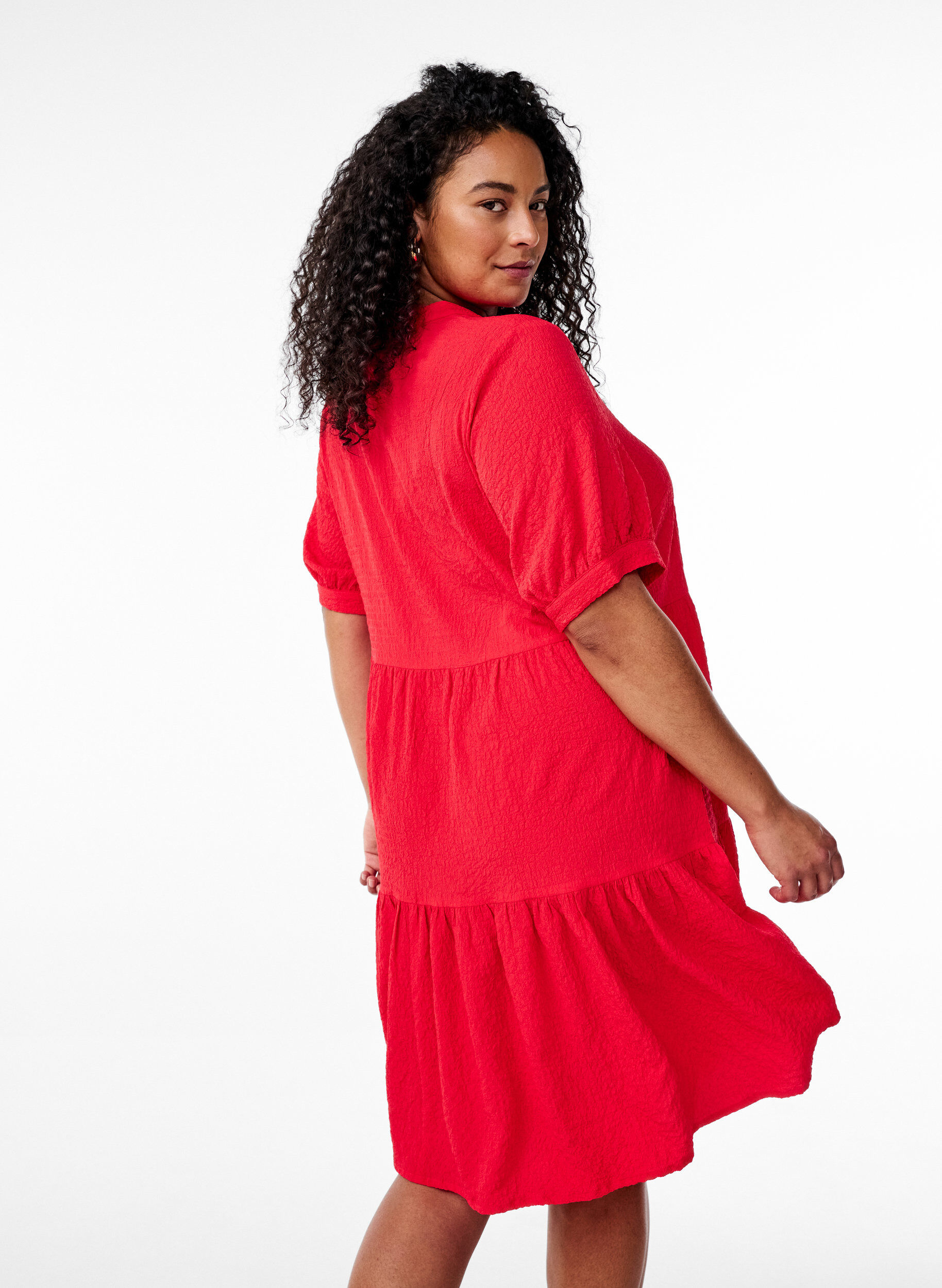 Zizzi FLASH - Robe courte coupe &eacute;vas&eacute;e, Rouge, Model image number 2