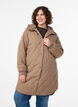 Veste matelass&eacute;e mi-longue avec capuche, Marron, Model image number 0