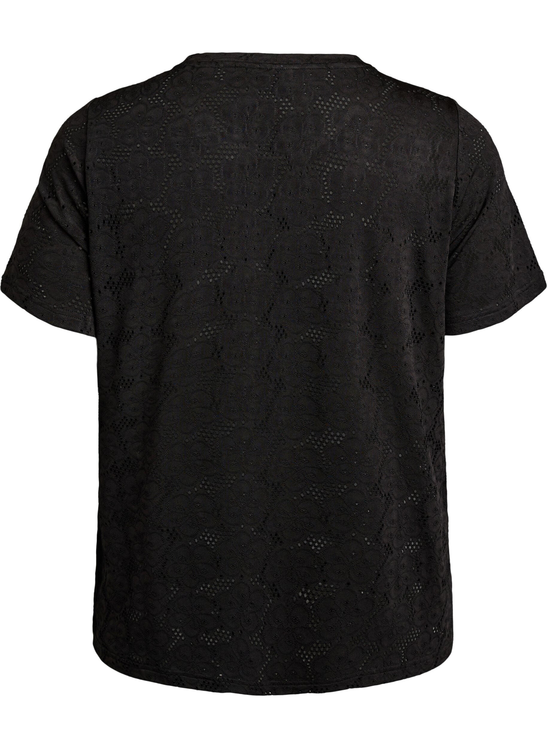 Zizzi FLASH - T-shirt avec motif ajour&eacute;, Noir, Packshot image number 1
