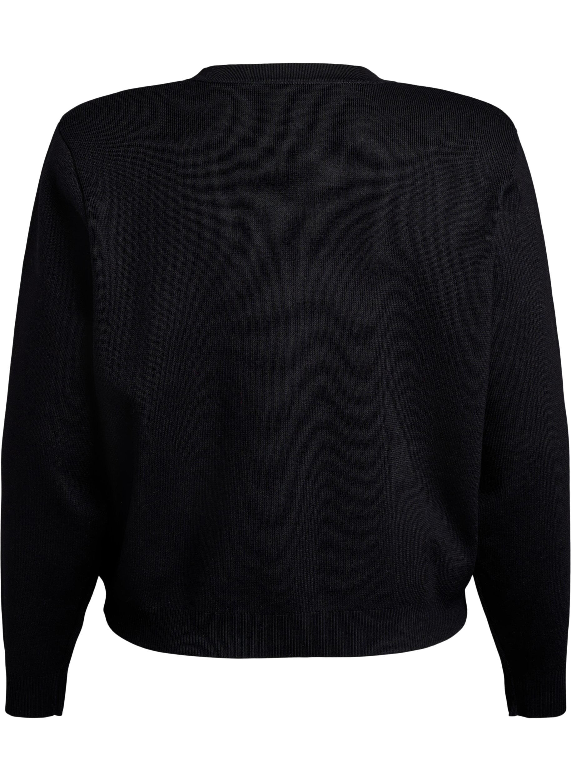 Zizzi Cardigan avec boutons dor&eacute;s d&eacute;coratifs, Noir, Packshot image number 1