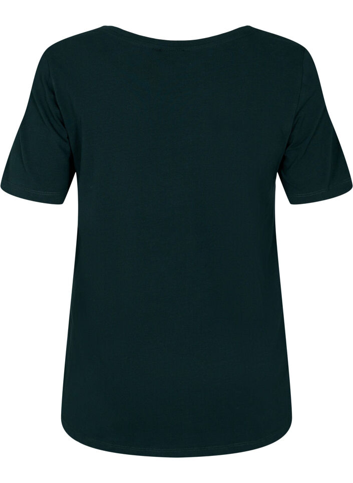 T-shirt en coton uni basique, Vert fonc&eacute;, Packshot image number 1