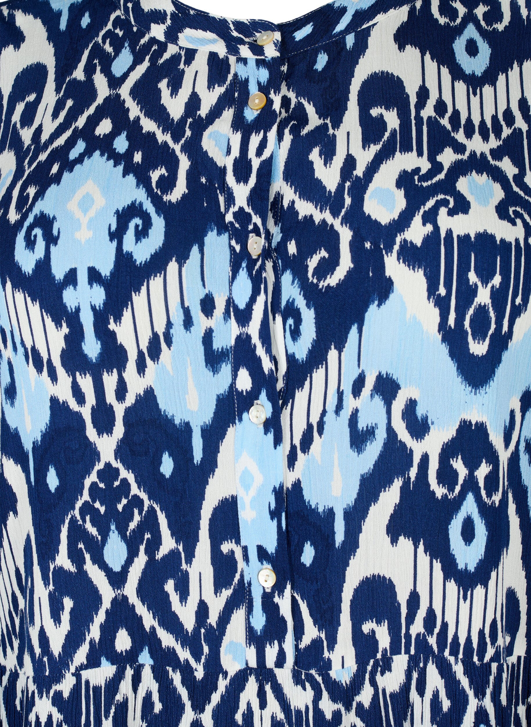 Zizzi Robe &agrave; manches courtes en viscose avec imprim&eacute;, Blue Ethnic AOP, Packshot image number 2
