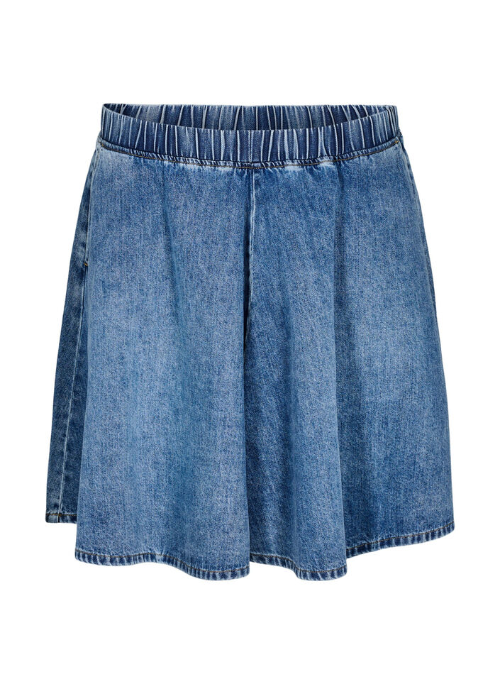 Mini-jupe patineuse en jean, Bleu, Packshot image number 0