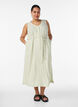 Robe midi sans manches &agrave; rayures en lin et viscose, Vert clair, Model image number 0