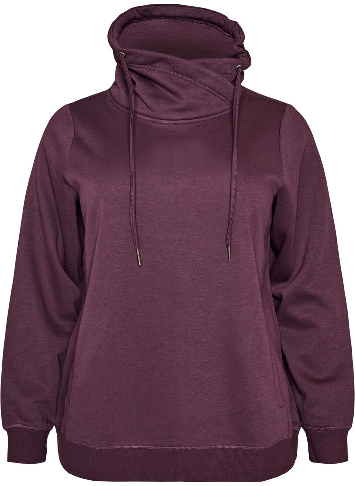 Sweat &agrave; col montant et poches, Violet, Packshot image number 0