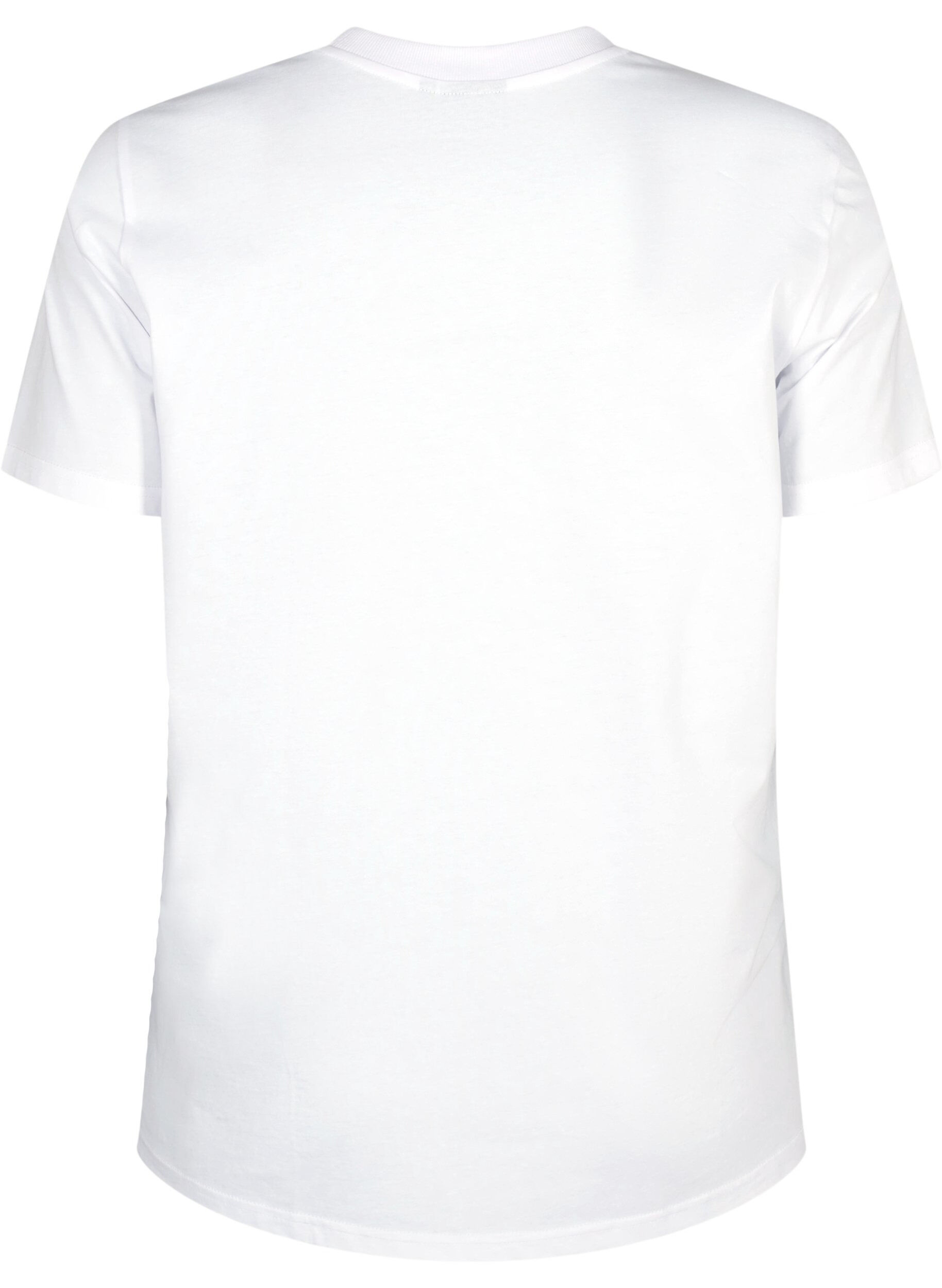 Zizzi T-shirt basique en coton &agrave; col rond, Blanc, Packshot image number 1