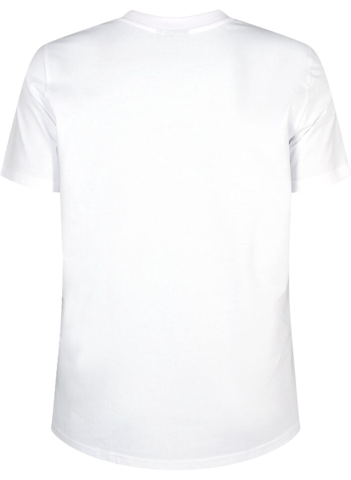 T-shirt basique en coton &agrave; col rond, Blanc, Packshot