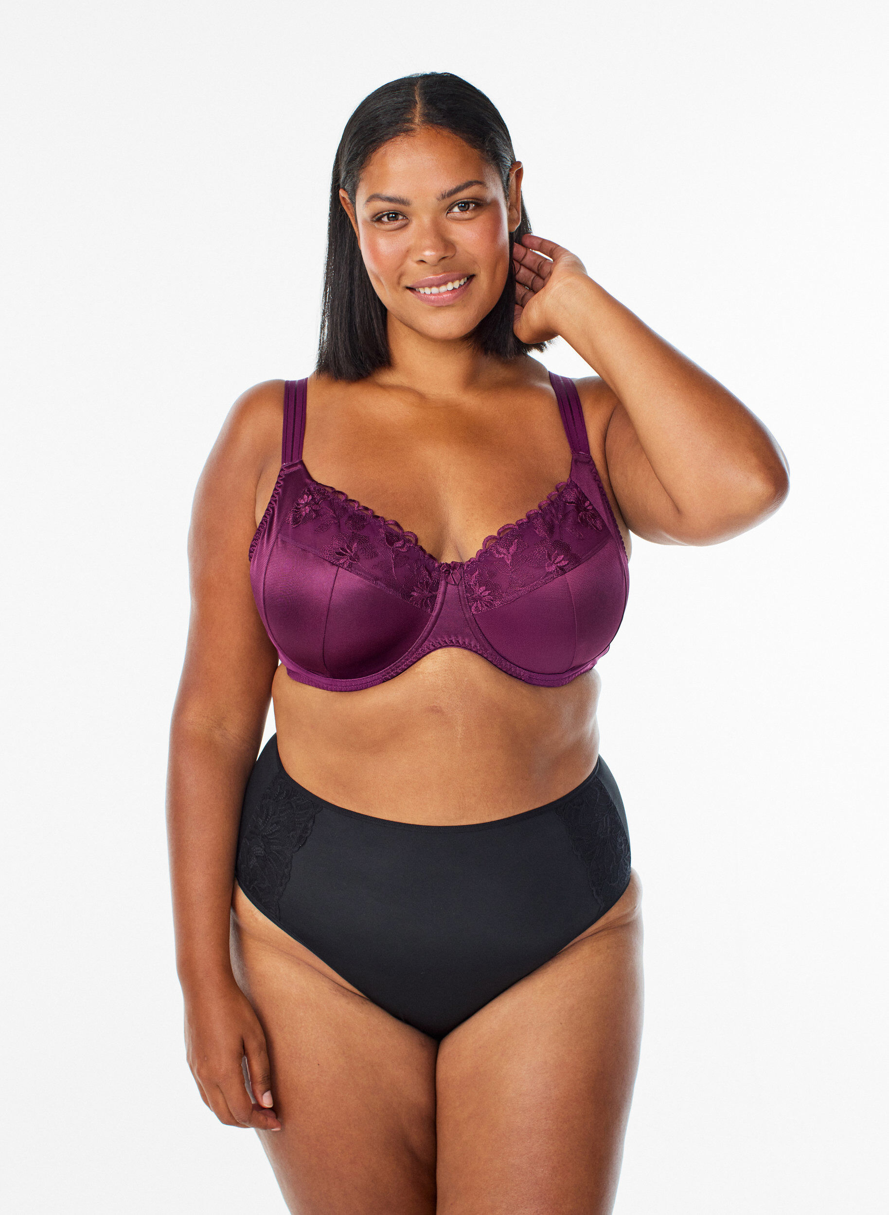 Soutien-gorge embo&icirc;tant grand maintien avec d&eacute;tails en dentelle, Violet, Model