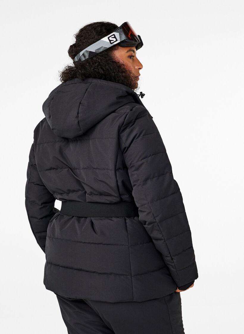 Veste de ski avec capuche et ceinture, Black, Model image number 1