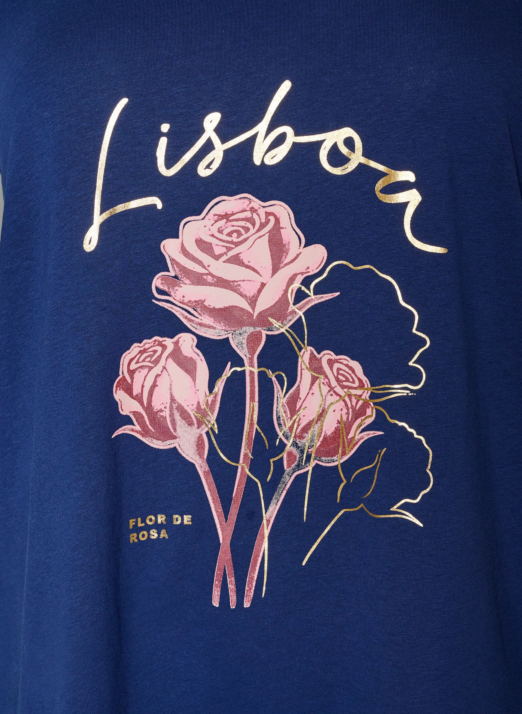 ZizziT-shirt en coton avec imprim&eacute; sur le devant et col en V, 1447, Packshot image number 2