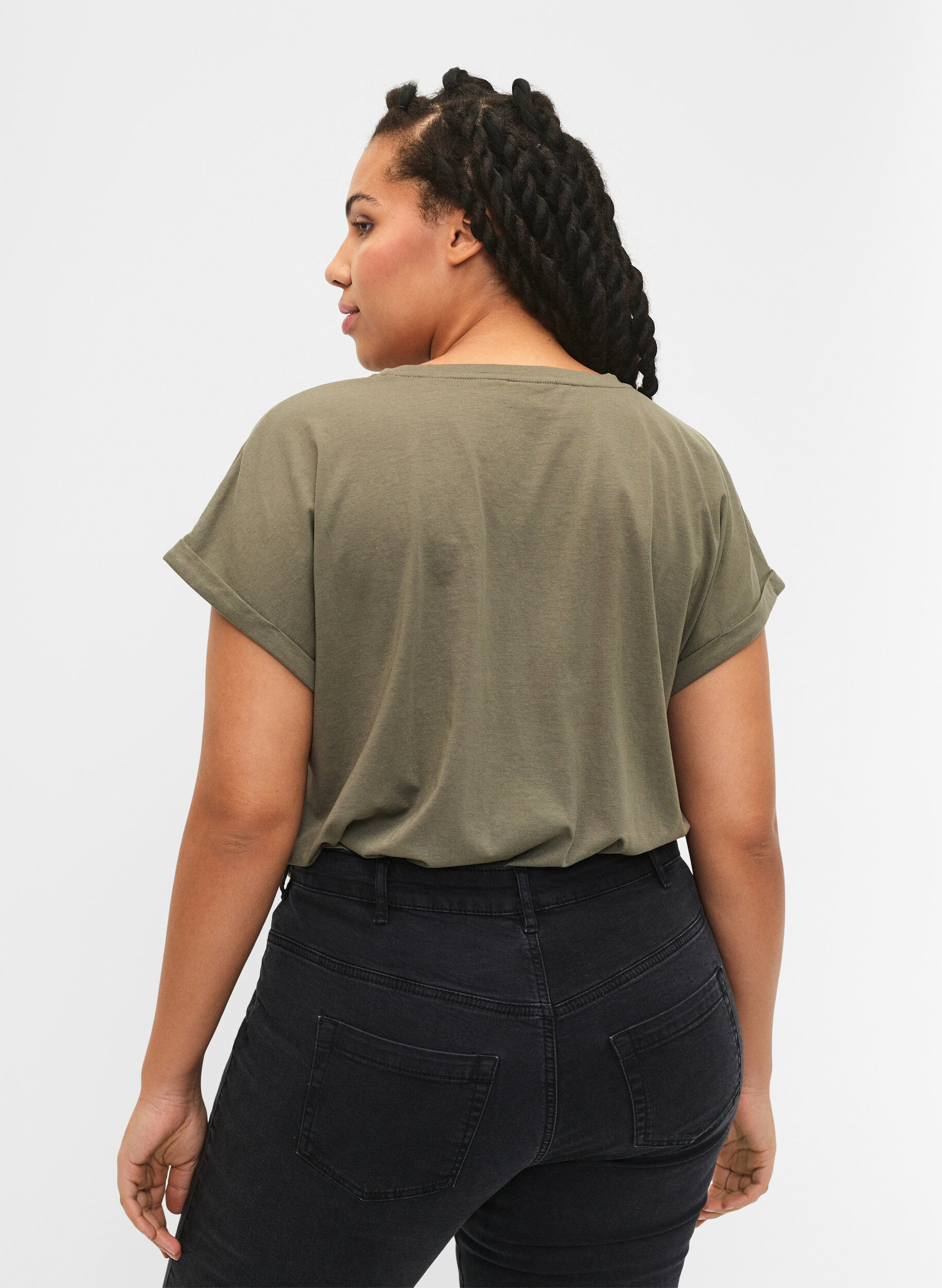 Zizzi2 packs de t-shirts &agrave; manches courtes, Vert Kaki, Model image number 2