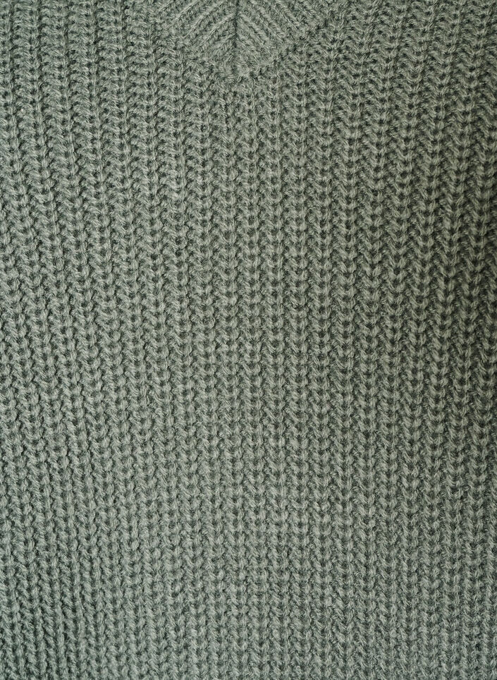 Blouse longue en maille c&ocirc;tel&eacute;e avec col en V, Vert fonc&eacute;, Packshot image number 2