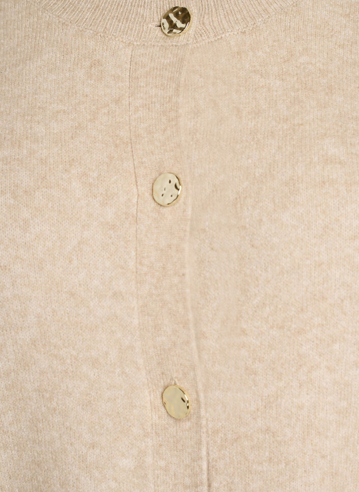 Cardigan en maille douce avec boutons dor&eacute;s, Beige, Packshot image number 2