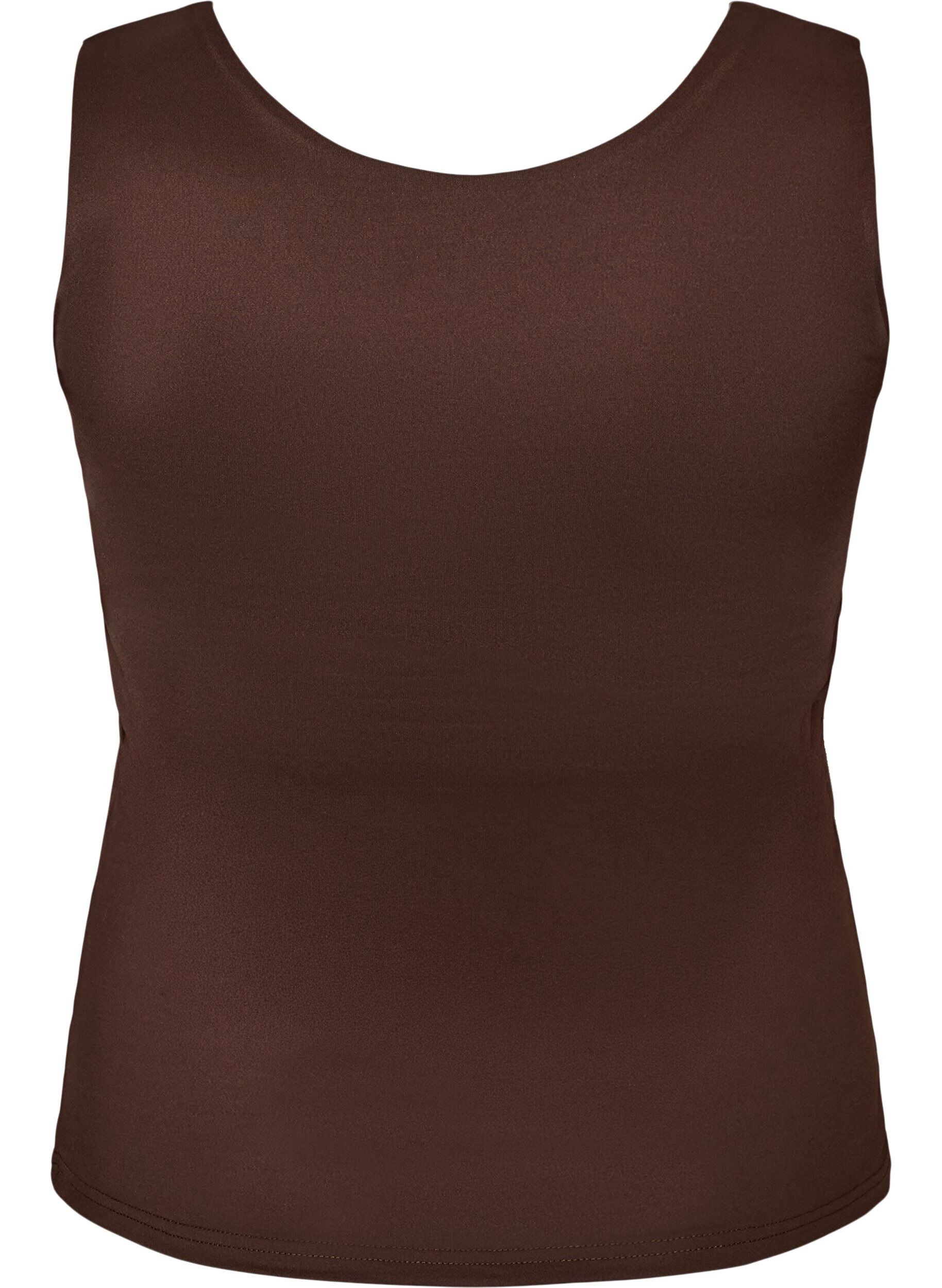 ZizziTop Basic ajust&eacute; en tissu lisse, Marron, Packshot image number 1
