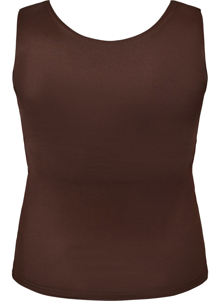 Top Basic ajust&eacute; en tissu lisse, Marron, Packshot image number 1