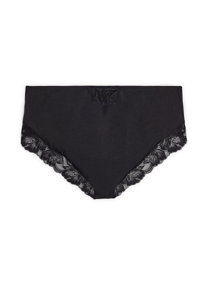 Culotte en coton avec poche intérieure et dentelle, Noir, Packshot image number 1