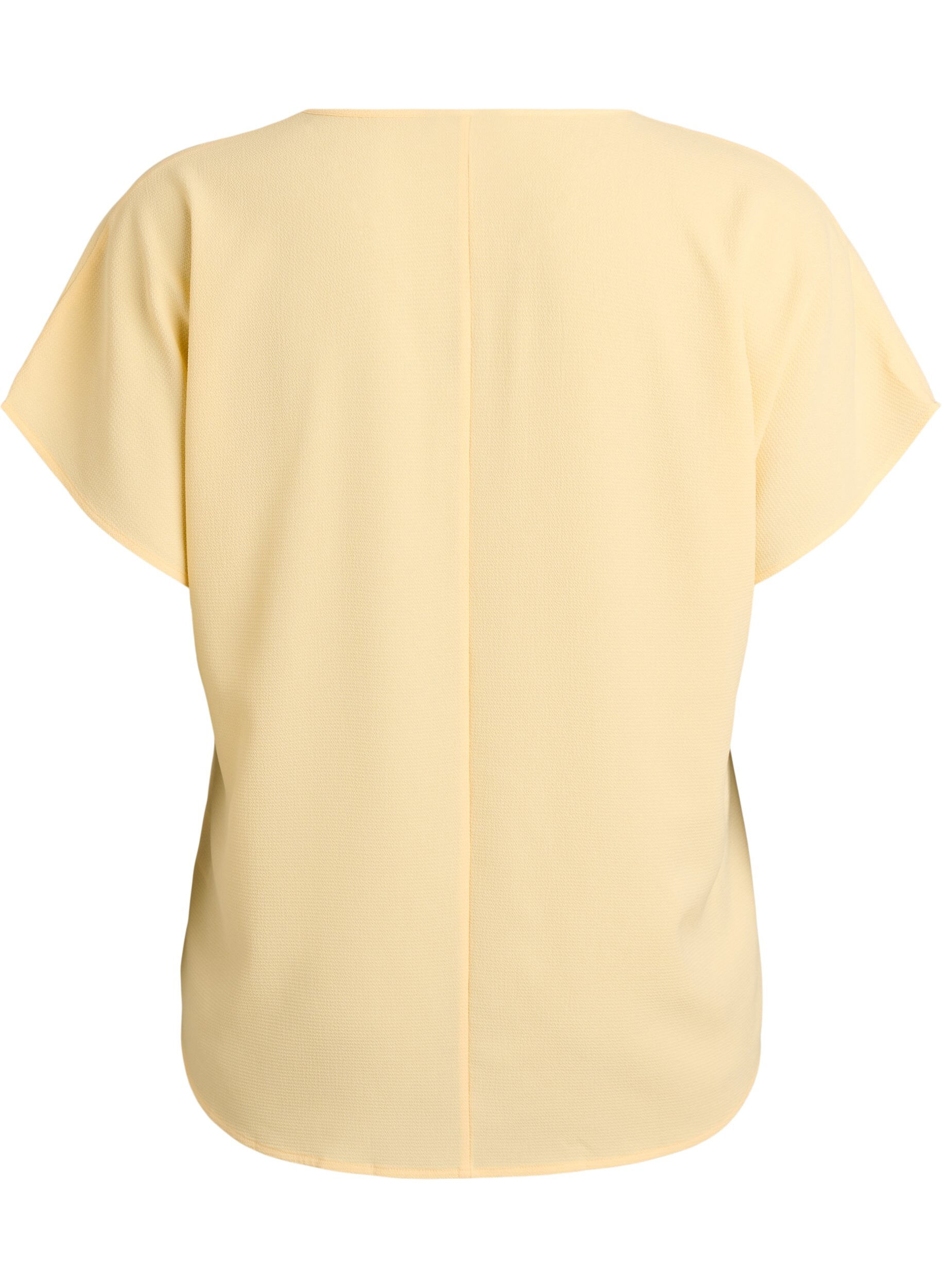 Zizzi Blouse &agrave; manches courtes et encolure ronde, Jaune clair, Packshot image number 1