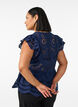 Blouse sans manches en broderie anglaise avec volants, Bleu, Model image number 2