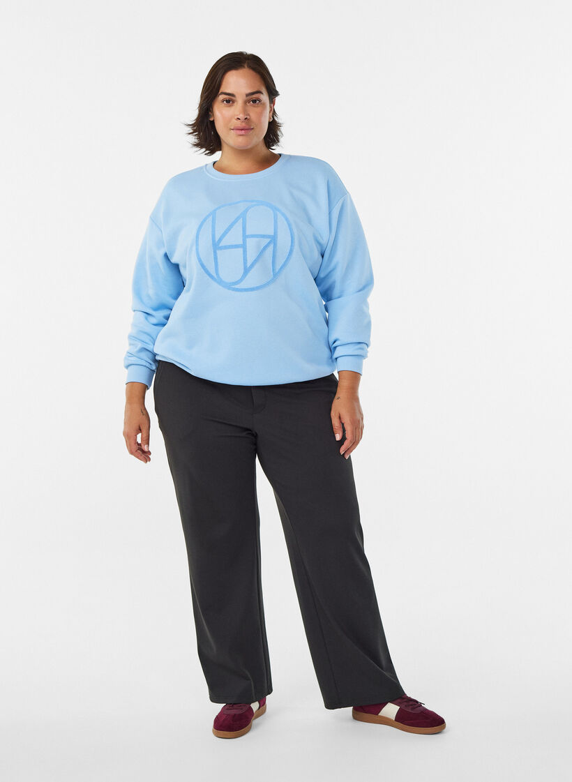 Sweatshirt avec motif à l'avant, Bleu Clair, Model image number 1
