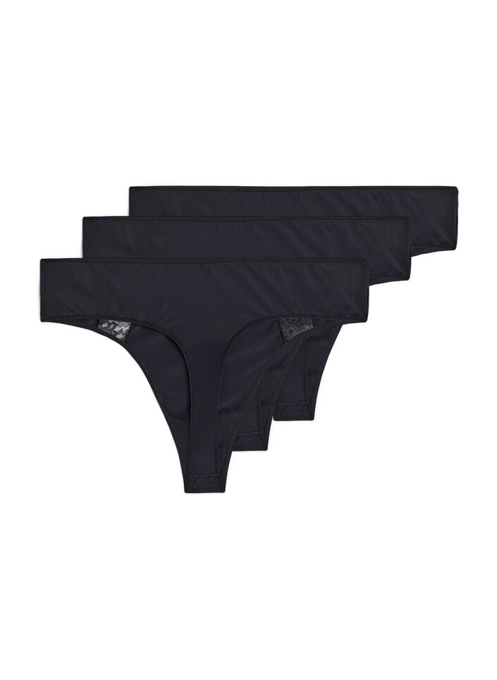 String en dentelle dans un pack de 3, Noir, Packshot image number 1