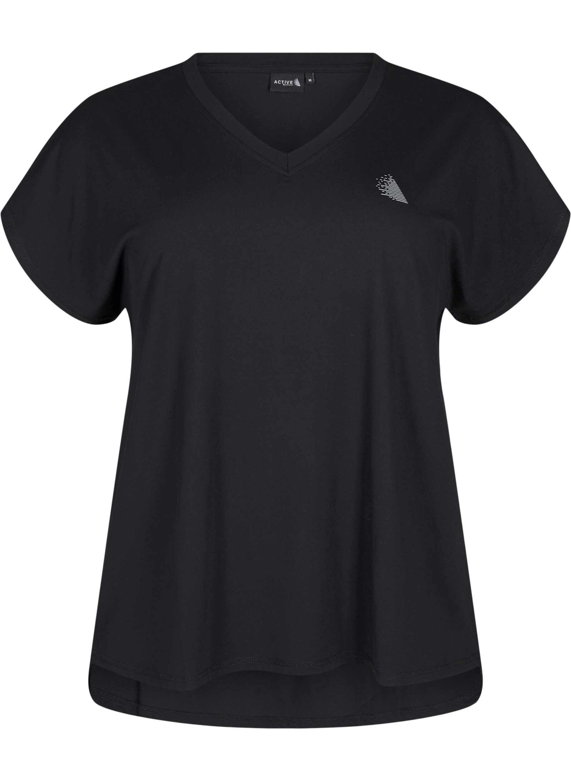 Zizzi T-shirt de sport avec col en V, Black, Packshot image number 0