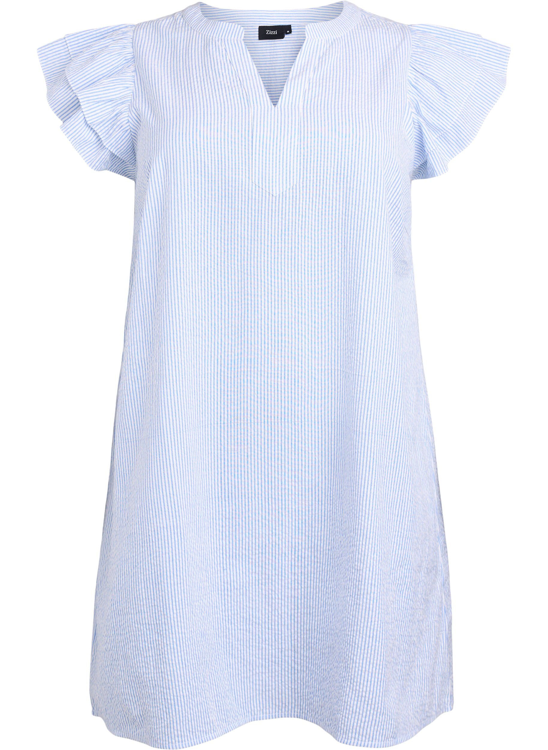 Robe courte ray&eacute;e &agrave; volants