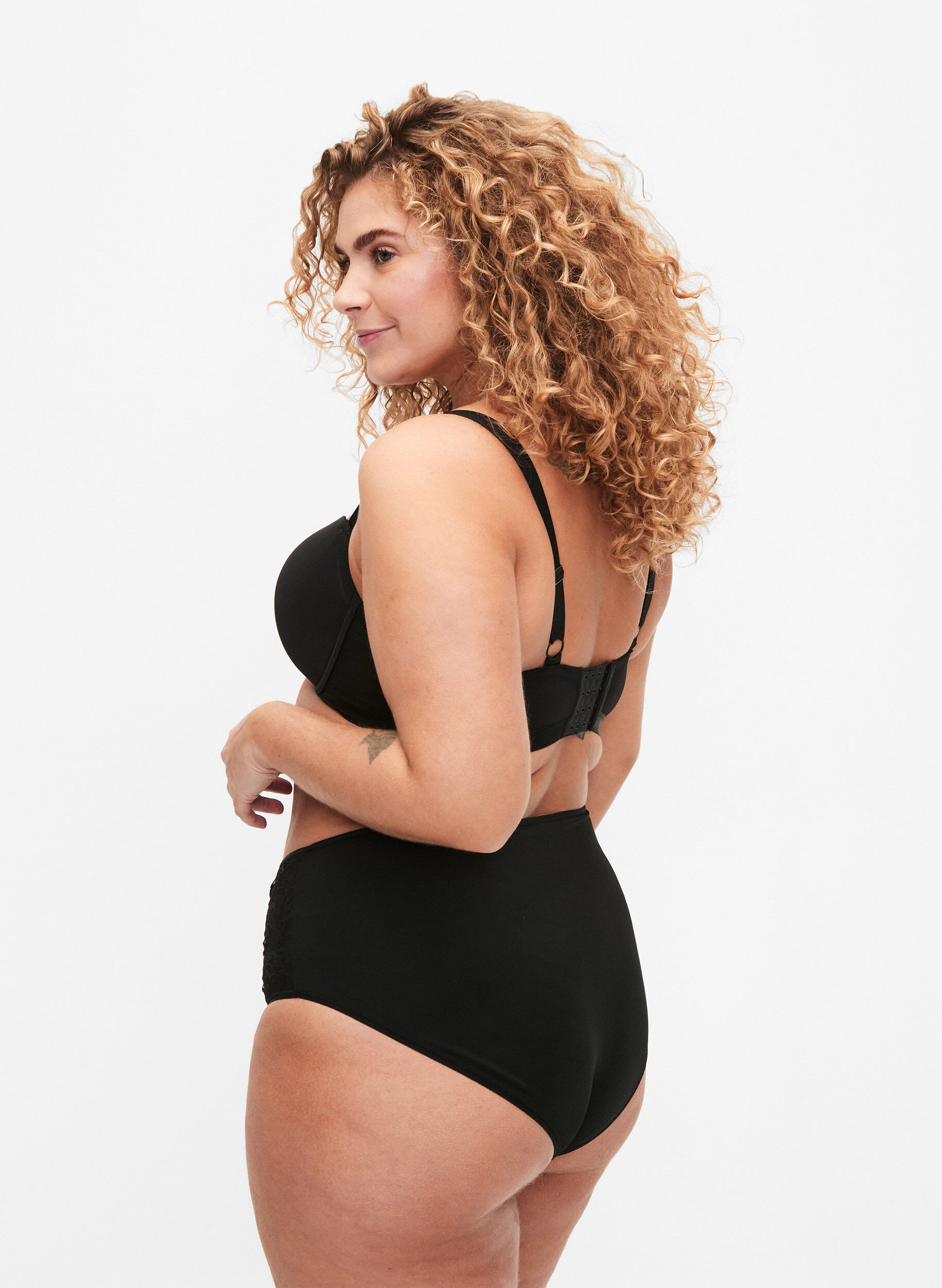 Zizzi 2-pack culottes avec taille normale, Noir, Model image number 1