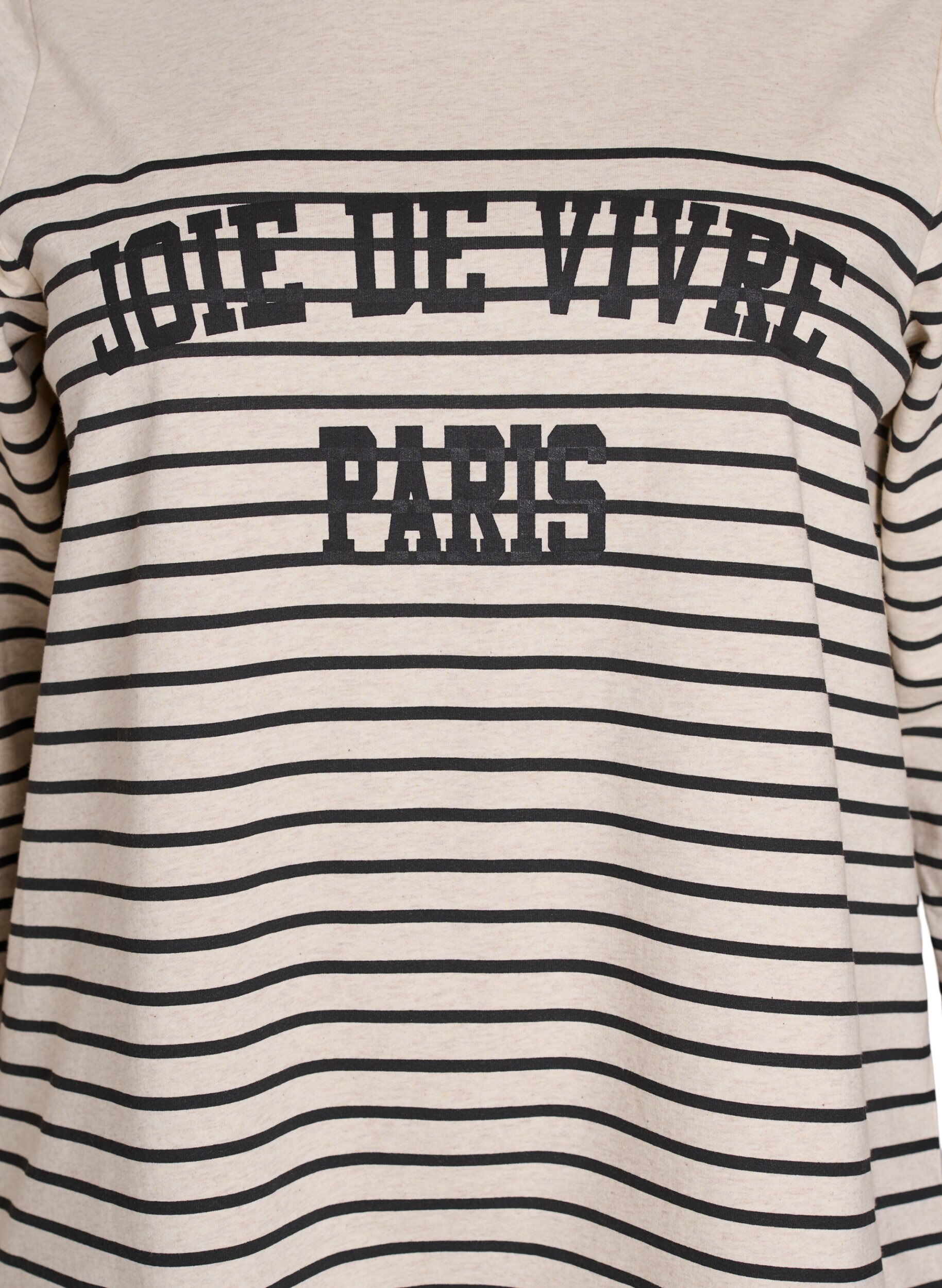 Zizzi Sweatshirt &agrave; rayures et imprim&eacute; texte, Beige, Packshot image number 2