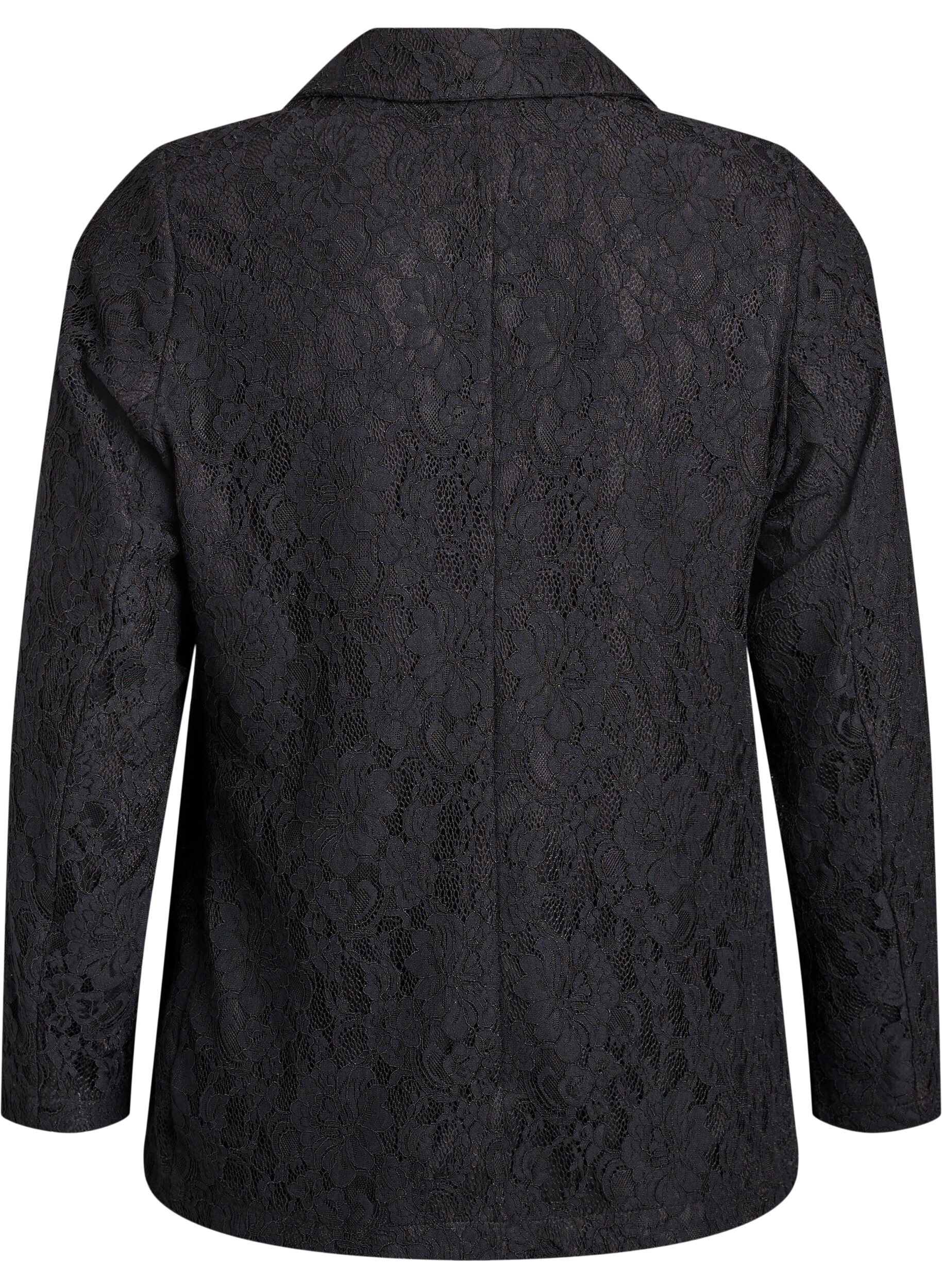 Zizzi Blazer en dentelle avec fermeture &agrave; boutons, Noir, Packshot image number 1