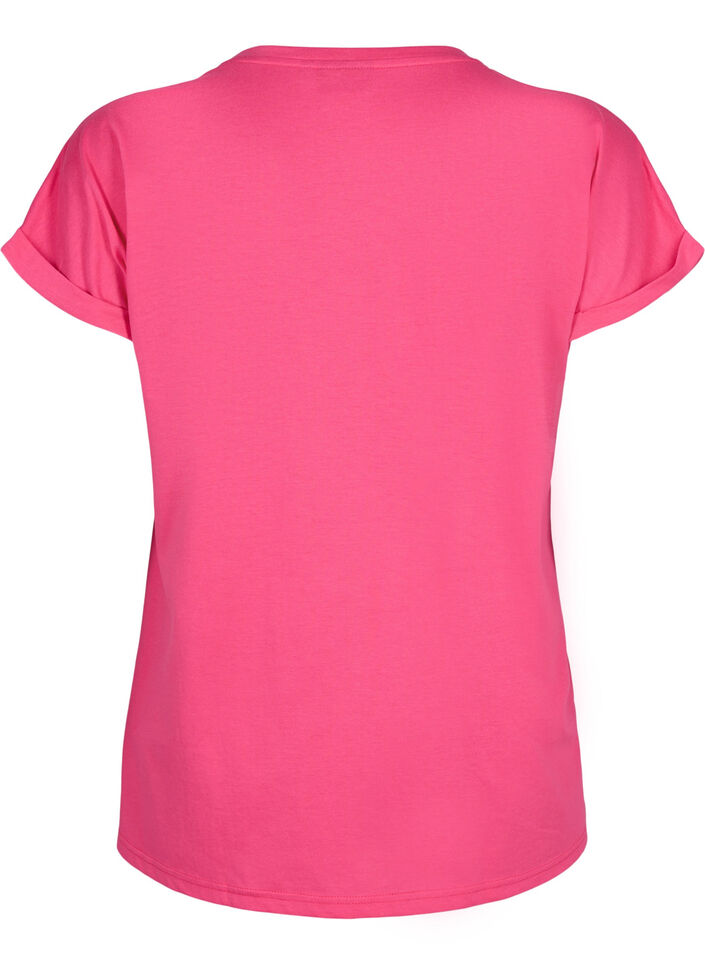 T-shirt &agrave; manches courtes en coton m&eacute;lang&eacute;, Rose, Packshot image number 1