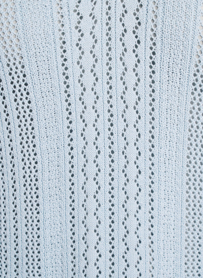 Top en maille avec broderie ajour&eacute;e et col V, Bleu Clair, Packshot image number 2