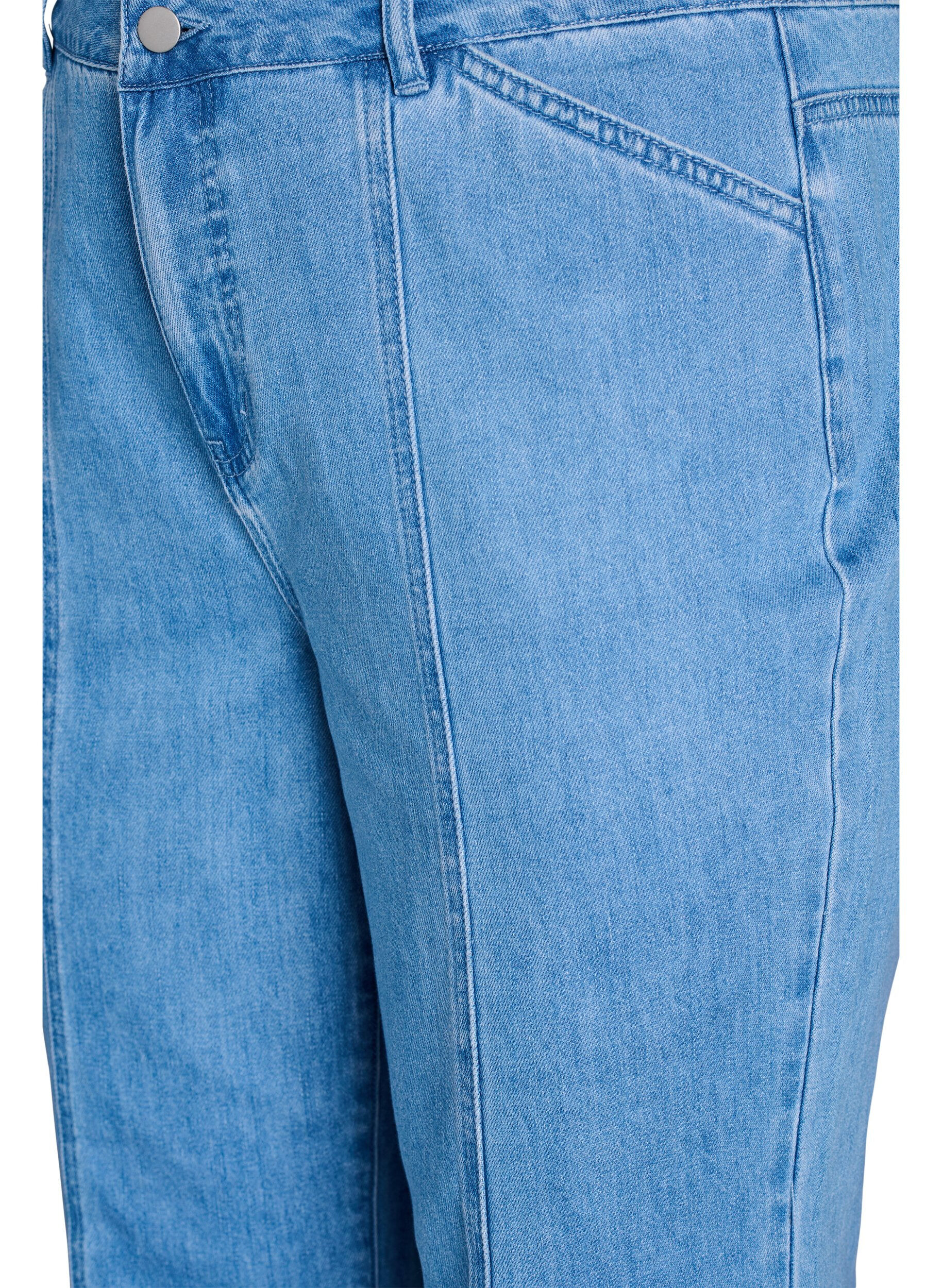 Zizzi Jean Kiana coupe droite et surpiq&ucirc;res apparentes, Bleu Clair, Packshot image number 2
