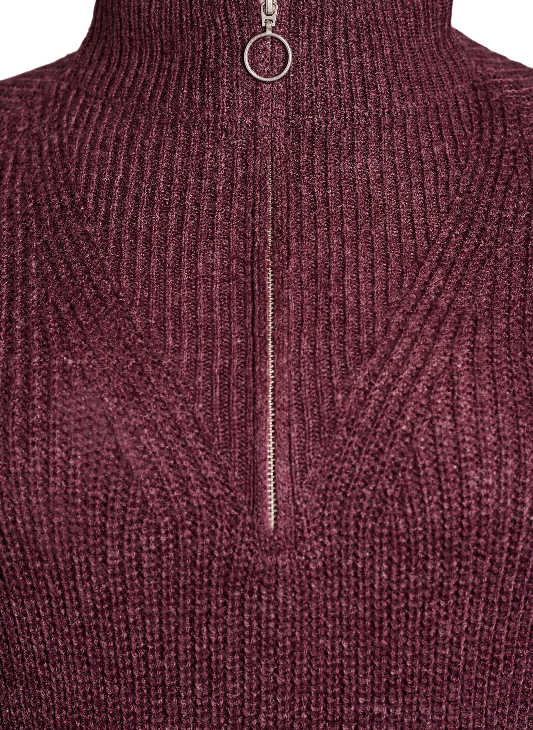 Zizzi FLASH - Robe courte en maille avec col montant, Bordeaux, Packshot image number 2