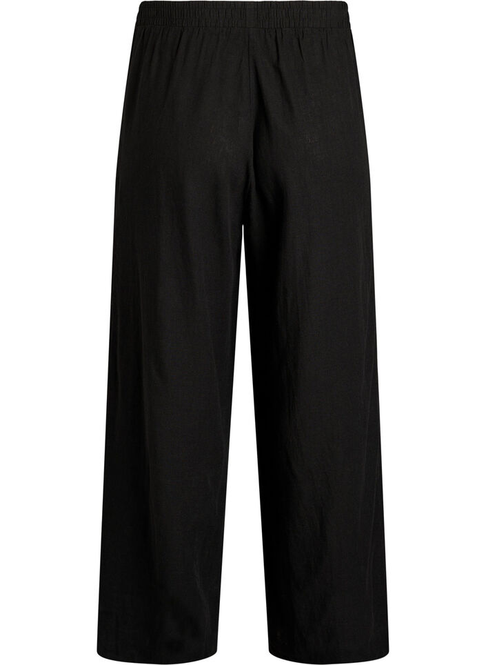 Pantalon large en lin et viscose, Noir, Packshot image number 1