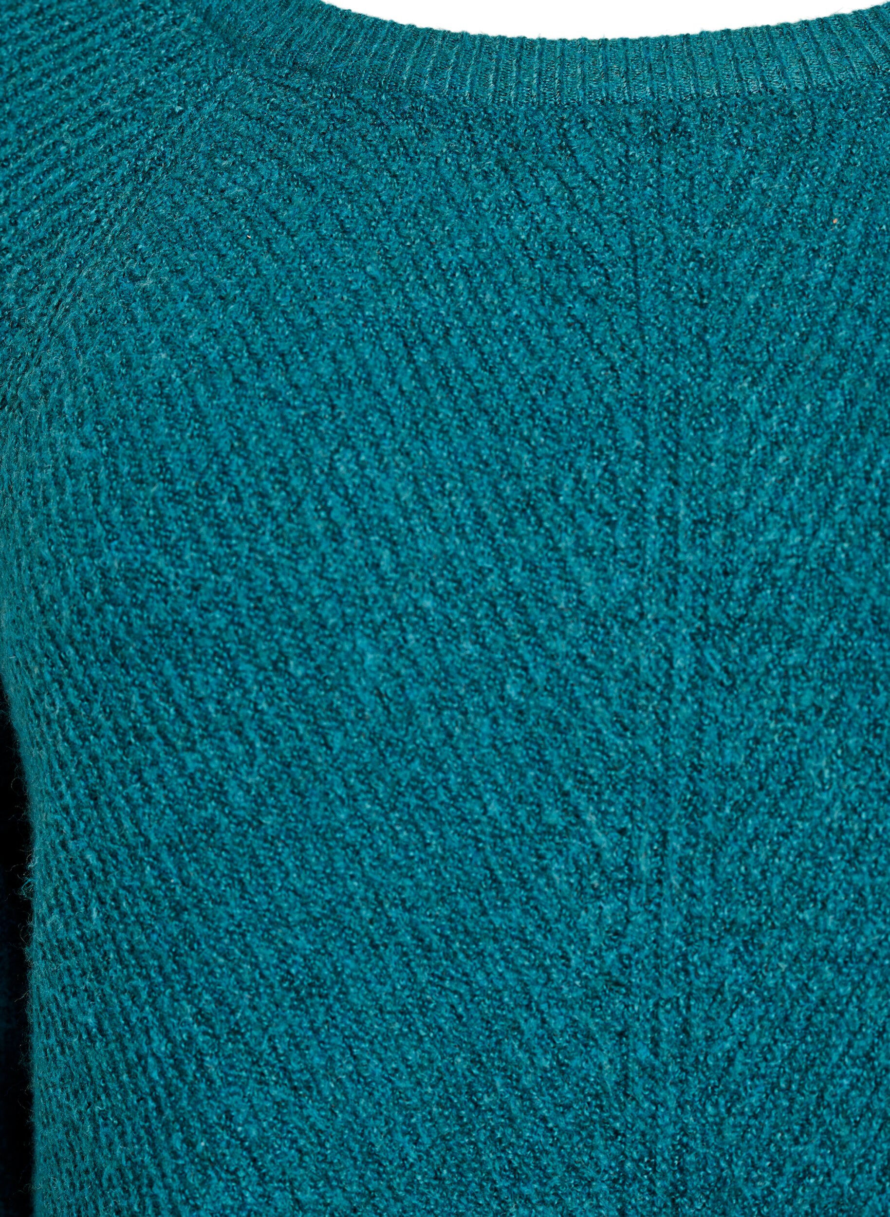 Zizzi Pull en maille &agrave; motif diagonal et manches raglan, Vert, Packshot image number 2