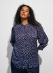 Chemise &agrave; motifs avec col montant et manches 3/4, Bleu, Model image number 3