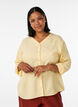 Blouse en lin et viscose avec col en V, Jaune clair, Model image number 0