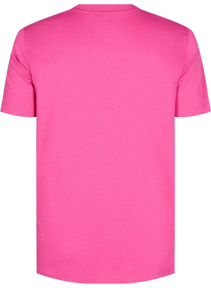 T-shirt basique en coton à col rond, Rose, Packshot image number 1