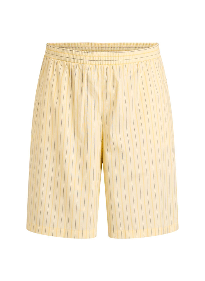 Short ample taille haute &agrave; rayures, Jaune clair, Packshot