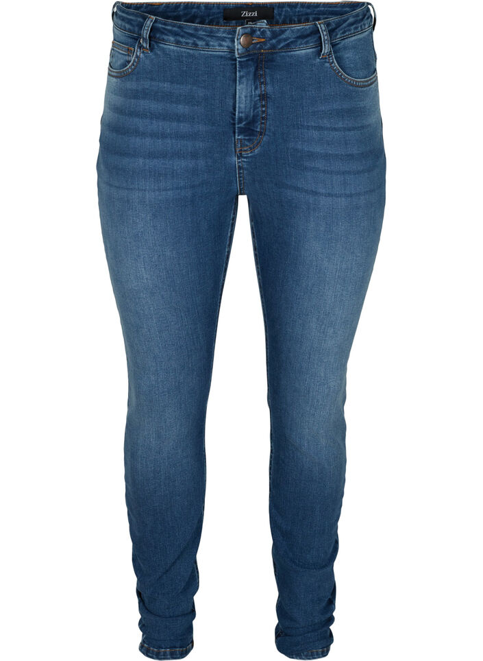 Jean Amy taille haute avec push up, Blue denim, Packshot image number 0