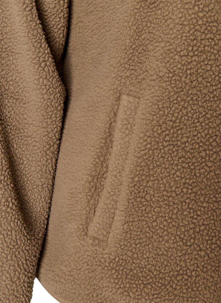 Veste teddy &agrave; col rond boutonn&eacute;e, Marron, Packshot image number 3