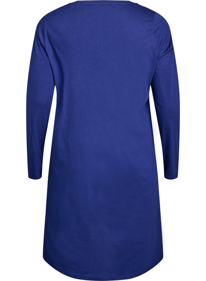 Chemise de nuit &agrave; manches longues en coton bio, Bleu, Packshot image number 1