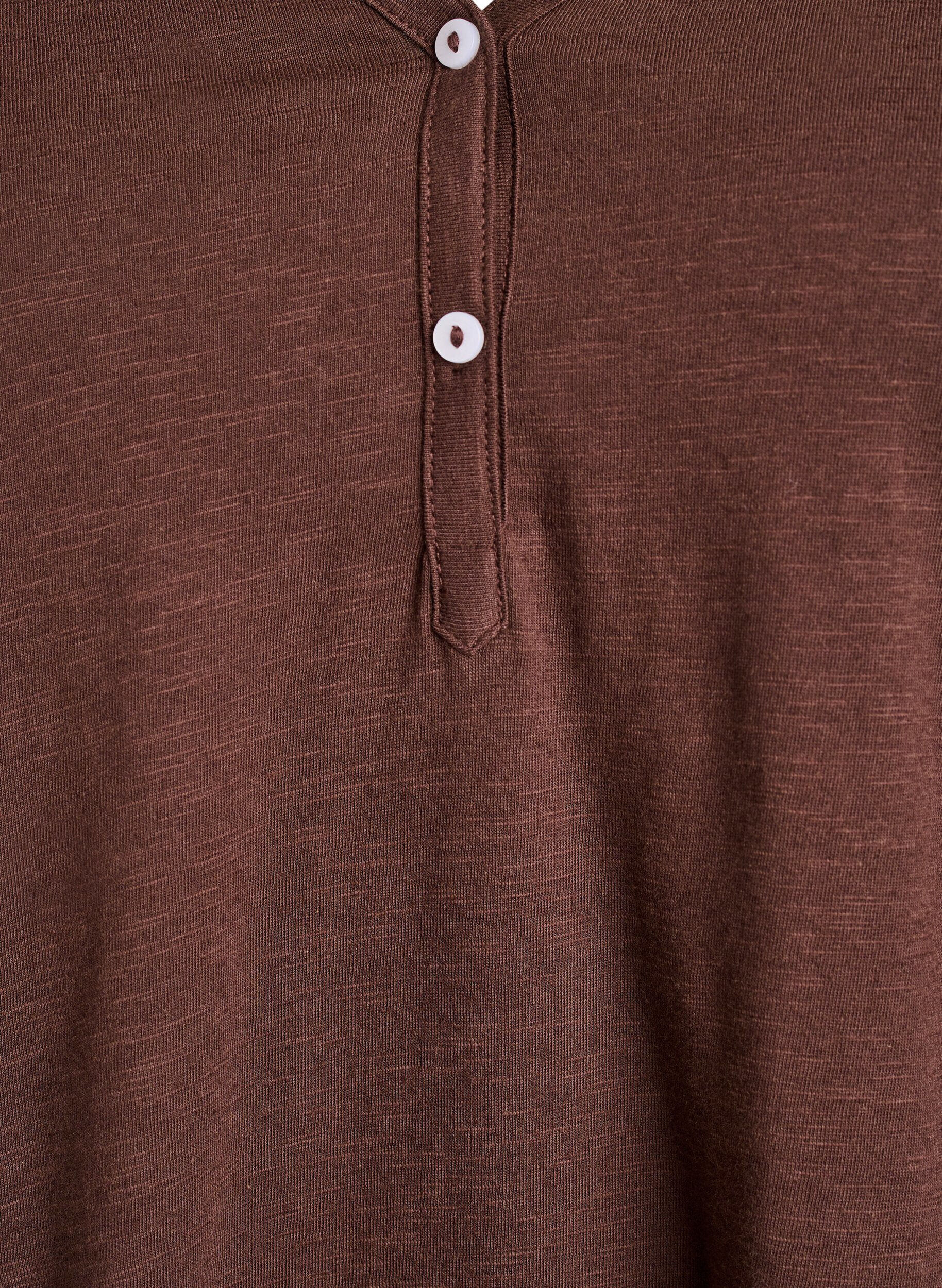 ZizziT-shirt &agrave; manches longues avec col V et boutons, Marron, Packshot image number 2