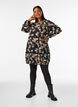 Robe courte en coton avec un ourlet &eacute;lastique et des manches longues, Noir, Model image number 1