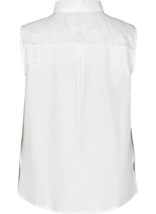Chemise sans manches en coton avec broderie anglaise, Bright White, Packshot image number 1