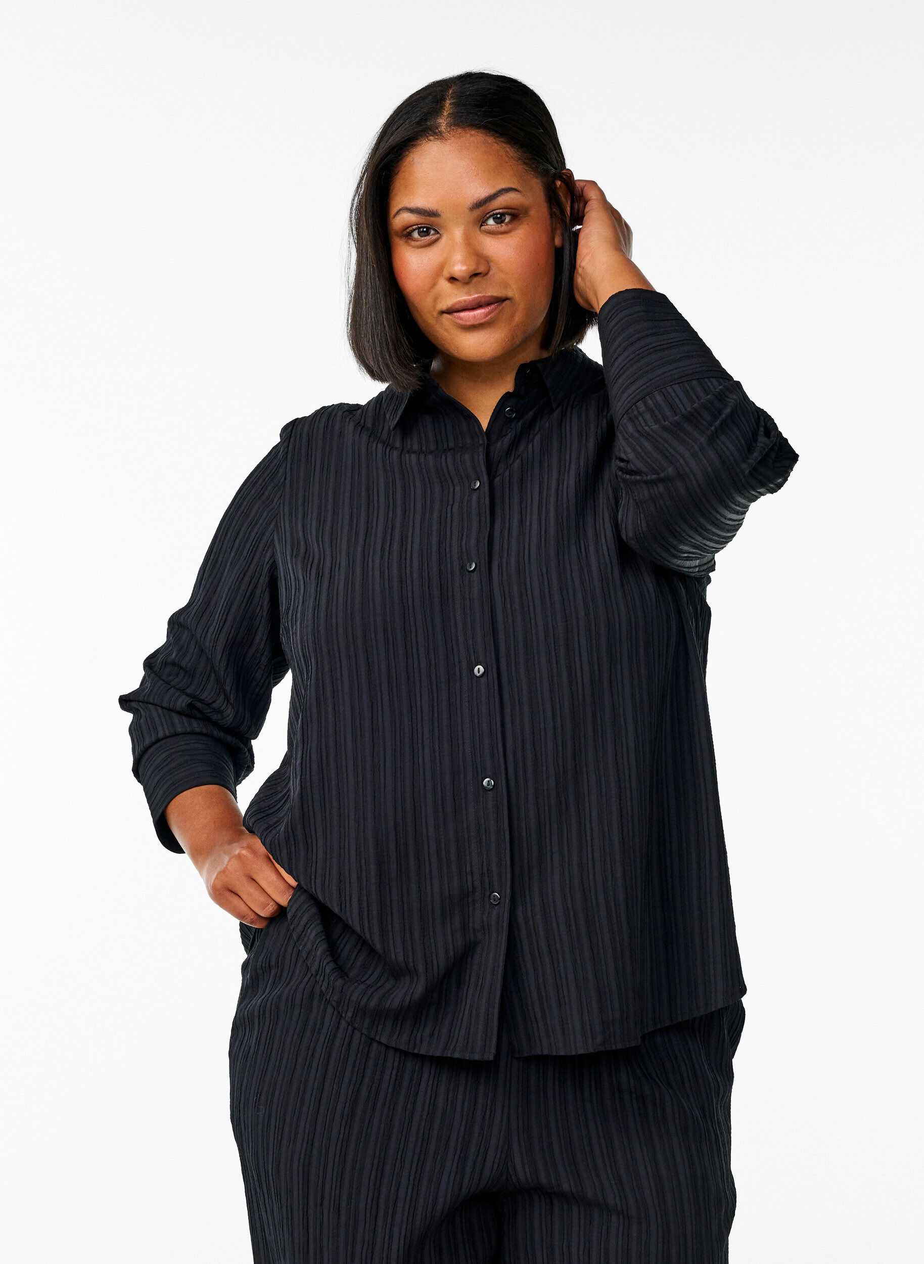 FLASH - Chemise textur&eacute;e, Noir, Model