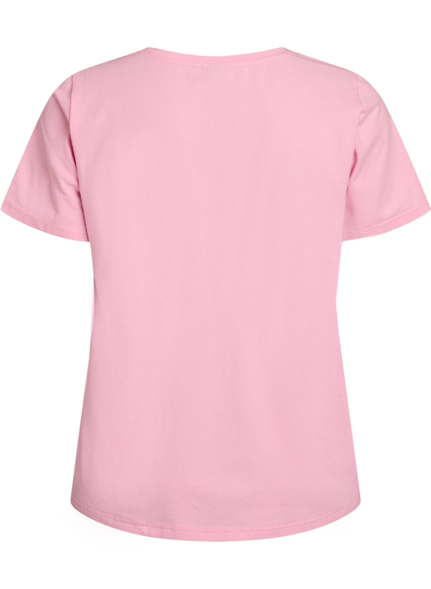 Zizzi T-shirt basic uni en coton, Rose, Packshot image number 1